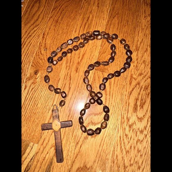 Dark Brown Giant Wooden Rosary - Picture 4 of 7